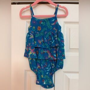 Posh Peanut Svala Blue Ruffled Bubble Romper